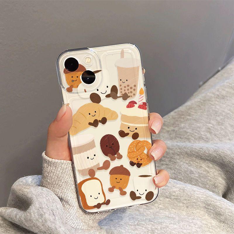 Funny Cartoon Bread Croissant Toast Phone Case For iPhone 17 16 15 11 12 14 13 Pro Max Mini X XS XR 7 8 Plus SE4 16E Cute Cover
