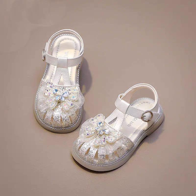Girls' Summer 2026 Crystal Butterfly Closed-Toe Princess Sandals