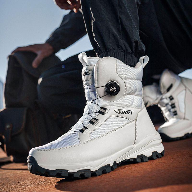 Warme Herren Schneestiefel Wasserdicht Outdoor Winter Gedrehter Knopf Herren Baumwollschuhe Mann Winter Wanderschuhe