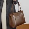 Large Capacity Fashionable Solid Color First Layer Cowhide Handbag Versatile Shoulder Underarm Bag Tote Bag
