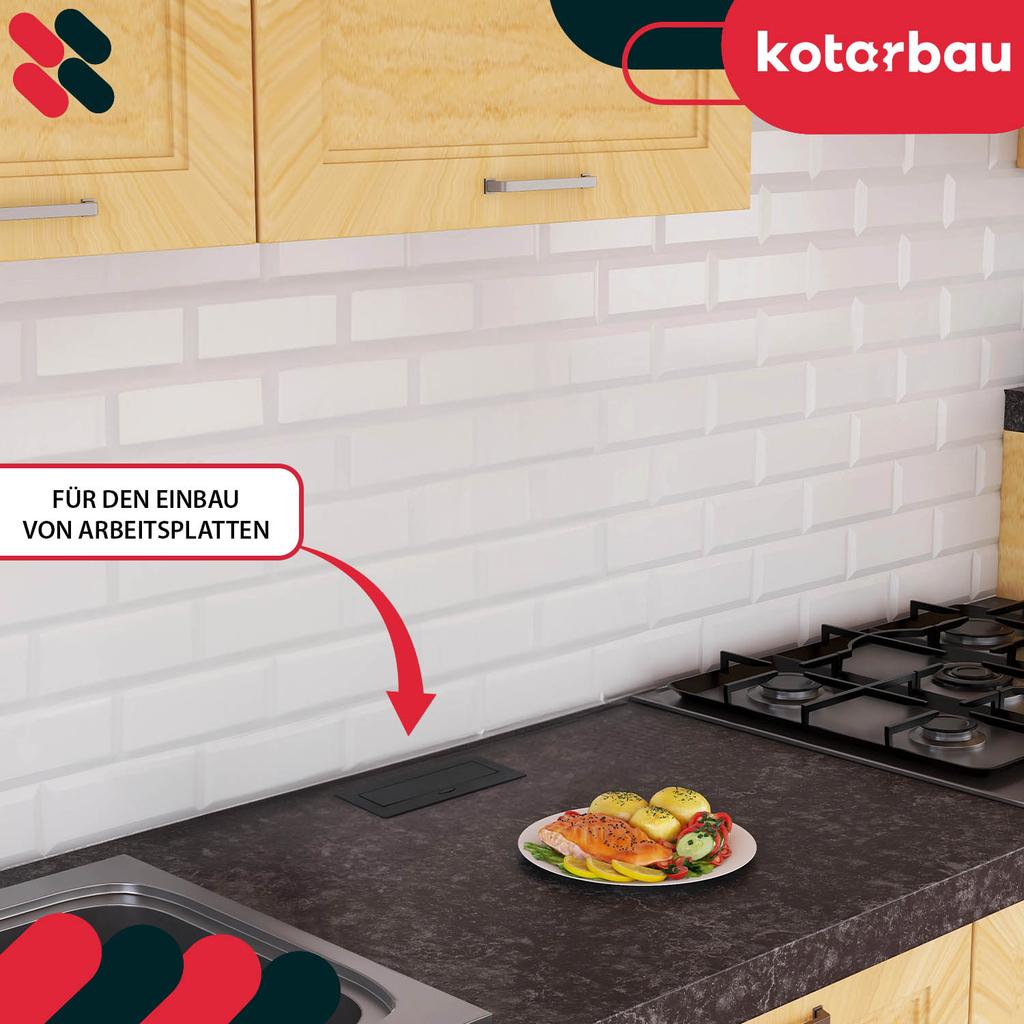 KOTARBAU® Recessed Countertop Socket KOMBIBOX 2 Sockets 230V + USB A+C