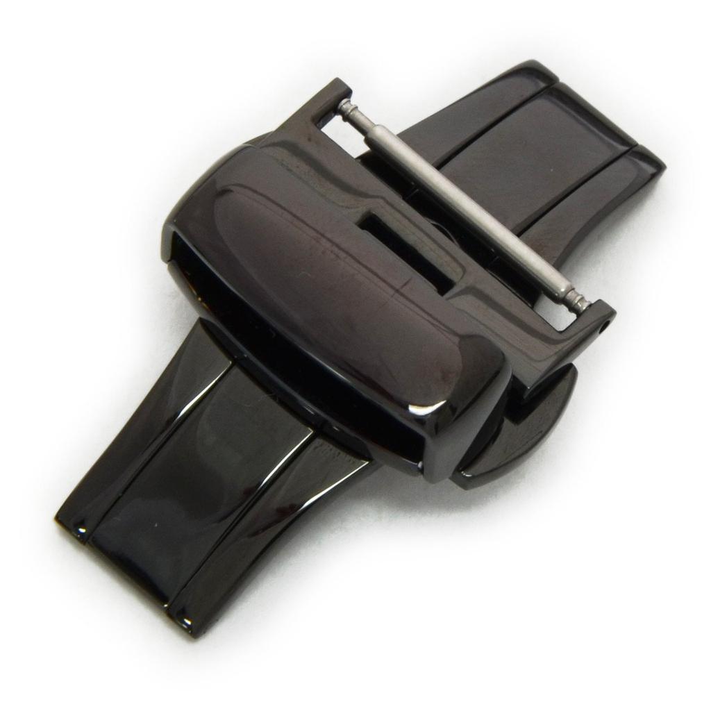 Cassis Watch Strap PBF Mirror Finish 18mm Black with Replacement Tool CABKM018 [CASSIS] D-Buckle D-BUCKLE