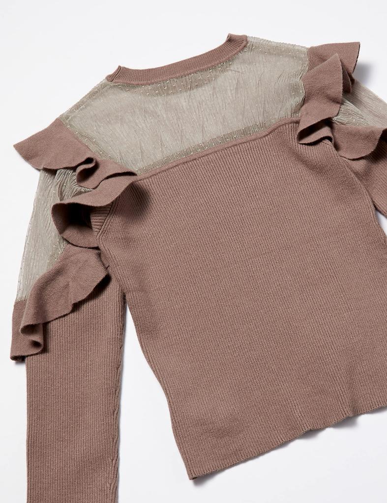 Lily Brown Tulle Combi Frill Knit Pullover LWNT194191 MOC Japan Size F Women's (Free Size)