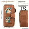 Cute Owl Women Long Wallet Multifunctional Portable Snap Coin Purse Birthday Gift Daily Commute Owl Lover Choice Playful Design Holiday Present