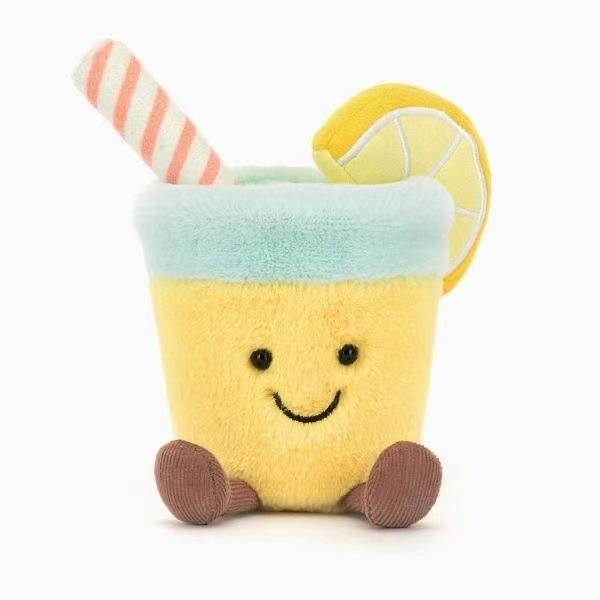 Entzückende Limonaden-Kokosnuss-Stofftiere Niedliches Zitronenwasser Weiches Plüschtier Cartoon-Puppe Heimdekoration Kawaii Tasche Anhänger Geburtstagsgeschenke