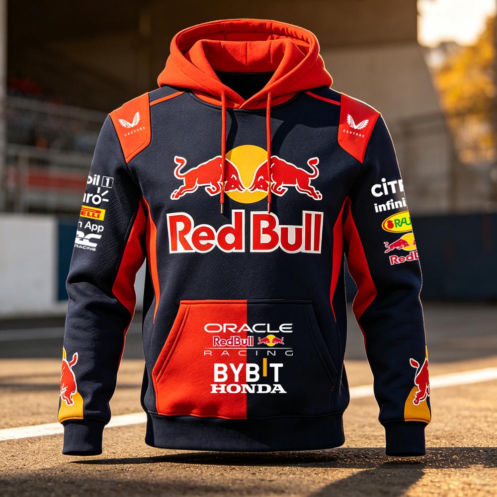 Red Bull Heren lente- en herfstkleding voor  F1 Racing en Motorrijden,  Niche Stijl, Nieuw Bedrukt Model met Lange Mouwen 4XL