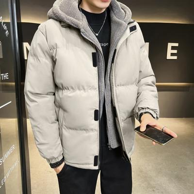 Plus Size Fashion Winter Hooded Warm Men Parkas  Outdoor Windproof Male Cotton Clothing Zipper Solid Color Jacket for Men