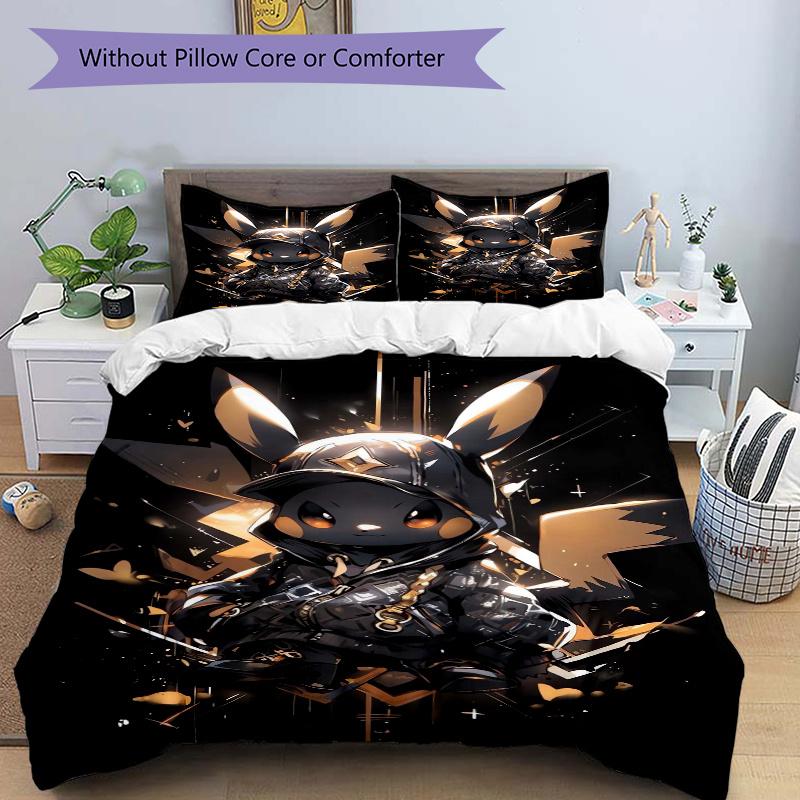 

3pcs The Stealthy Pokémon Master Bedding Set 1 Soft Quilt Cover + 2 Pillowcases, Suitable for All Seasons.H095 135x200cm