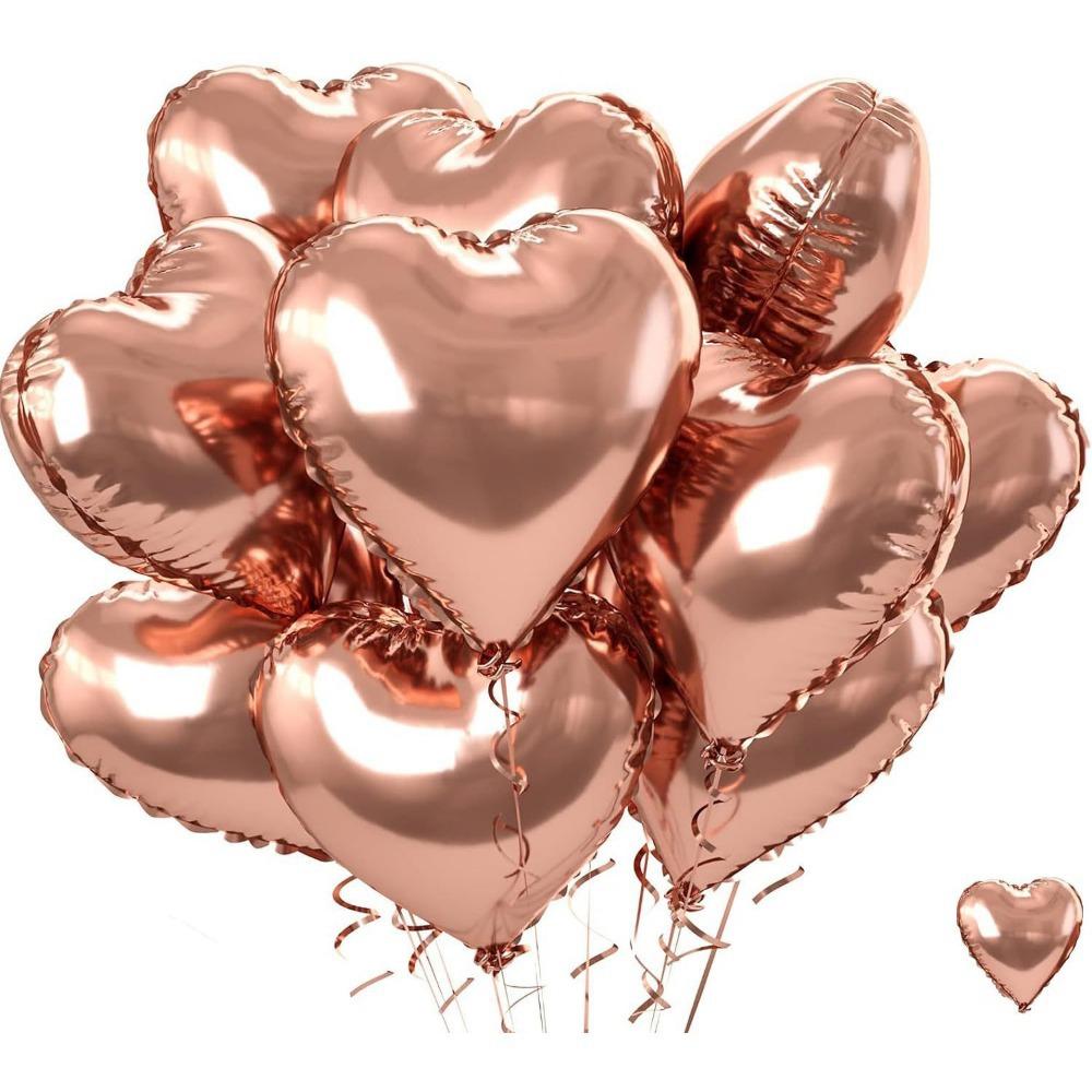 5/10 st 18 tum Rosa Kärlekshjärta Form Folieballonger Bröllopsdekoration Födelsedagskalas Gåva Hemrumsinredning DIY Aluminium Luftballonger