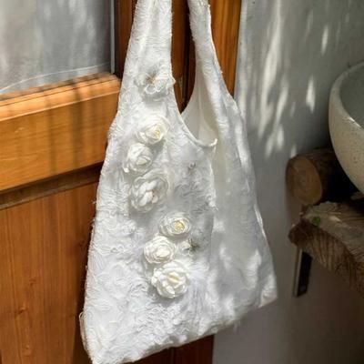 Bolsa de Fada Gentil Primavera e Verão Flores Renda Bolsa de Ombro Simples Tudo com Temperamento Coreano Bolsa de Lona