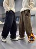 Boys' Spring/Autumn 2025 Velvet Sports Pants: Trendy, Loose Street-Style for Kids