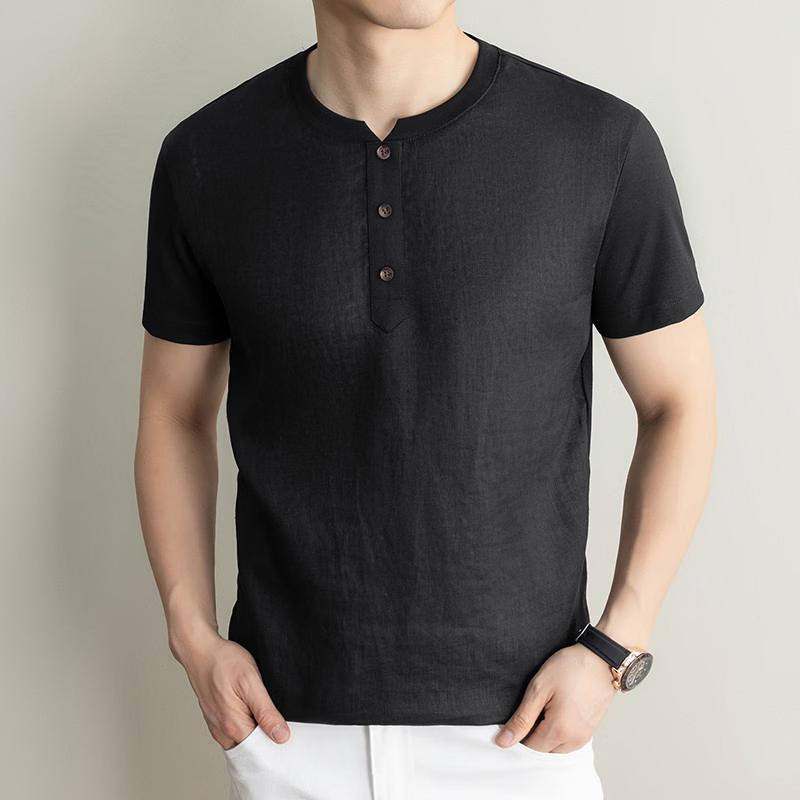 Datang Furen Men s Mid-Aged Summer Henley T-Shirt 6XL