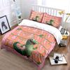 Cute Cartoon Lizard Pink Background Print Soft Comfortable Duvet Cover Bedding Set Included 1*Duvet Cover 2*Pillowcases