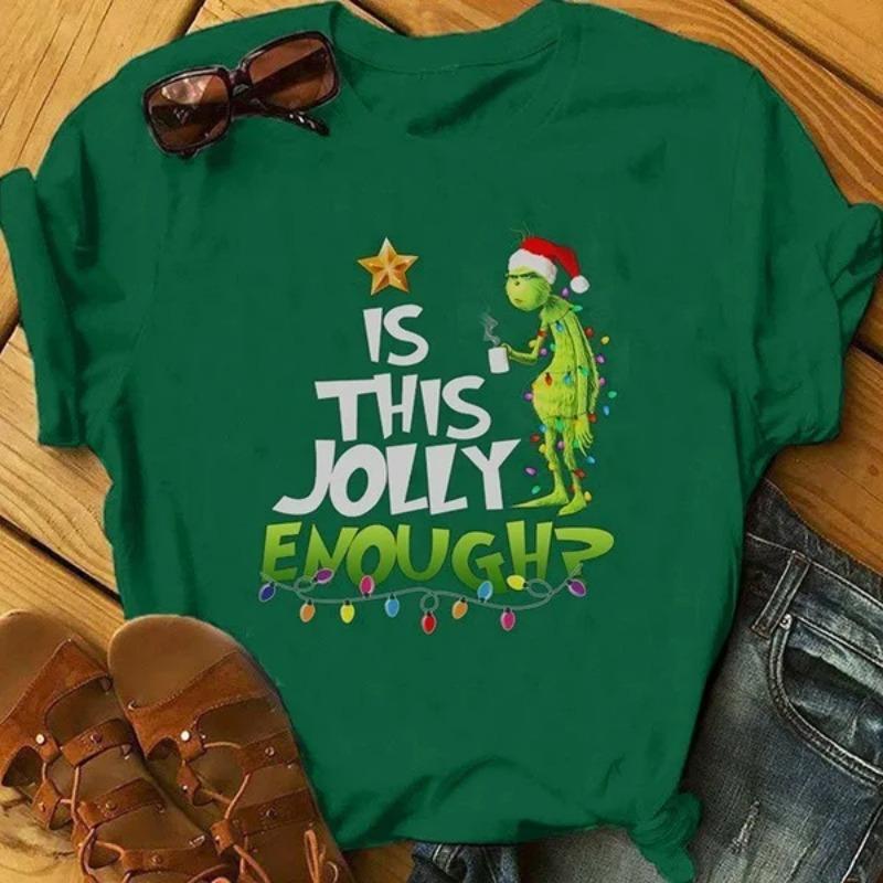 Christmas Cartoon Green Fur Monster 3D Printed Women's Short Sleeve Tees Top Kids Girl Casual Pullover