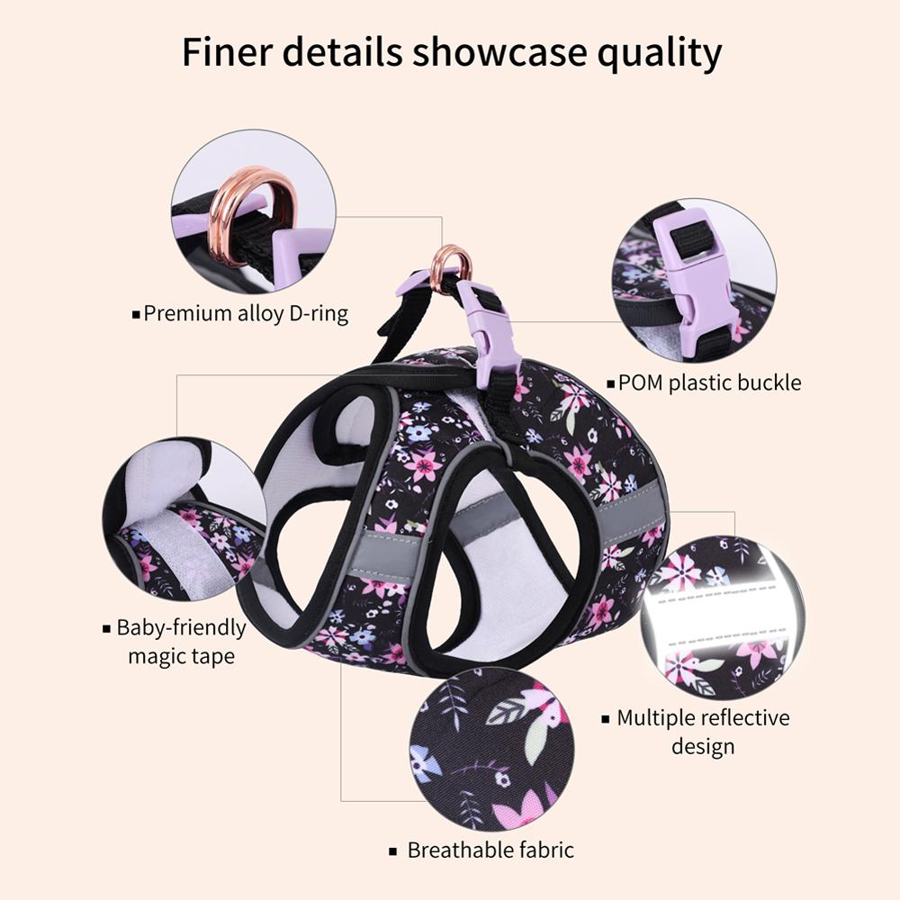 Small Dog Harness Vest Set Cute Traction Bracelet Medium Cat Collar Suit Soft Puppy Vest Harness Adjustable Pet Accessories