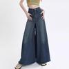 Women's High-Waisted Wide-Leg Jeans, Casual Loose Fit, Floor-Length, Spring/Autumn 2025, Perfect for Pear-Shaped Bodies.