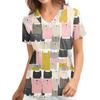 Women's T-shirt V-neck Nurse Uniform Casual and Comfortable Short Sleeved Women's Dreamy Printed T-shirt