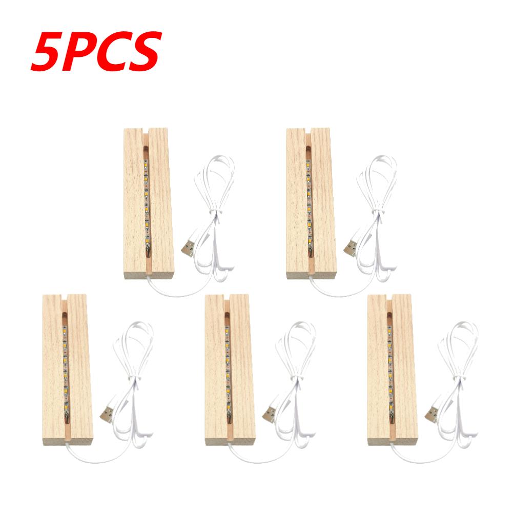 1-20PCS Rectangular Wooden Led Lights Display Base Stand 3D Acrylic Plexiglass Epoxy Resin Letter Lamp Bedside Night Lights