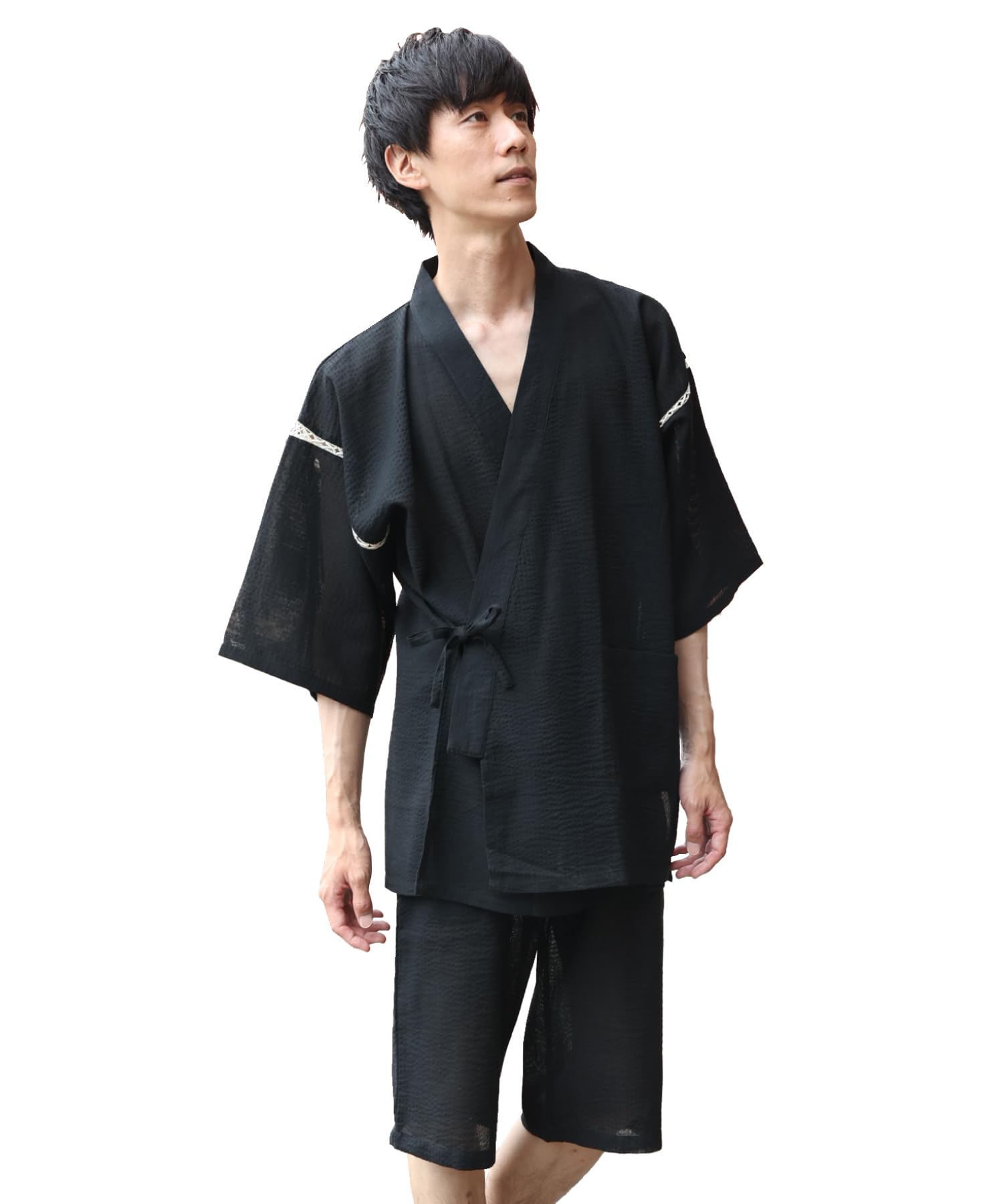 

Jinbei Shijira Weave Top and Bottom Set Cotton Cool Room Wear Room Wear Jinbei Japanese Pattern Japanese Clothes [Nishiki] 0809-1 Men s 100% Men s