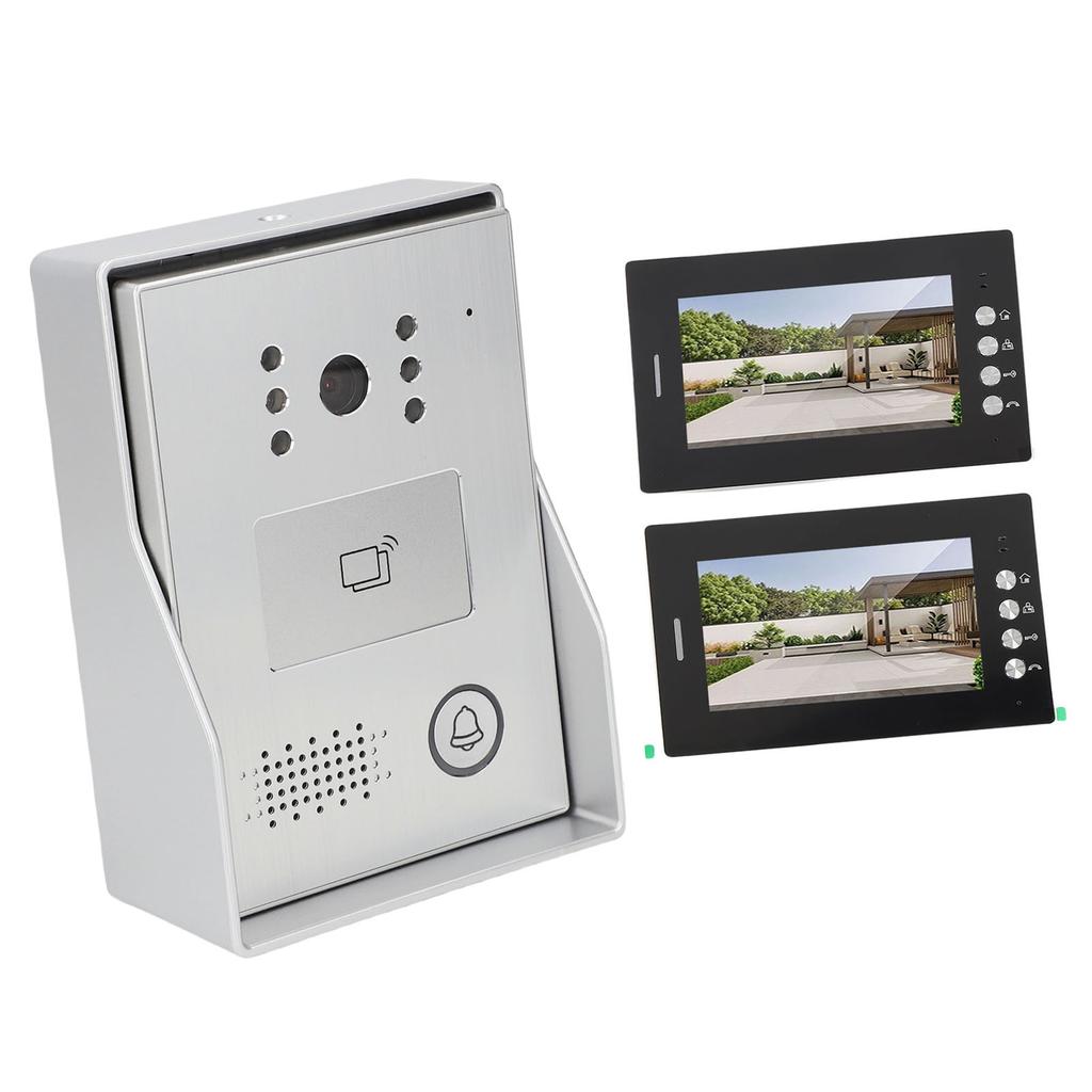 Smart Doorbell 7 Inch High Definition Screen 2 Units Card Access Control Video Intercom Doorbell for Villa GB Plug