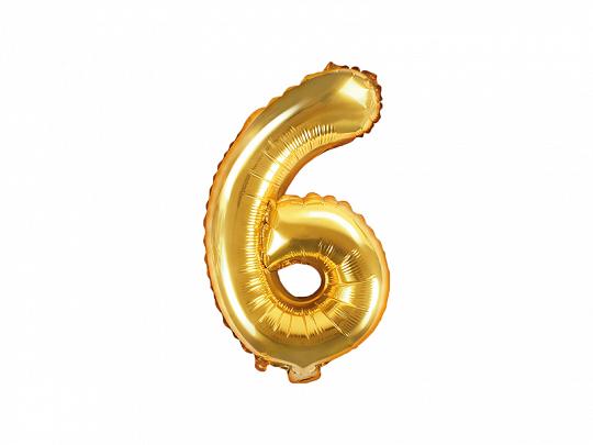 foil balloon 35cm number ''6'' gold | FB10M-6-019