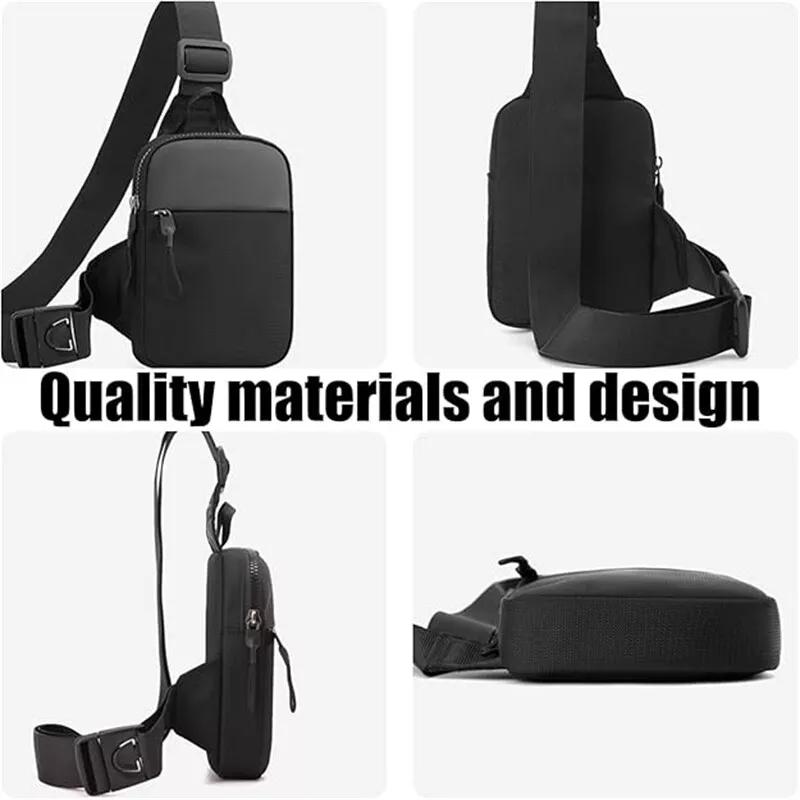 Men's Shoulder Crossbody Bag Mobile Phone Bag Chest Bag Waterproof Sling Pack Bag Lightweight and Simple Single Shoulder Bag