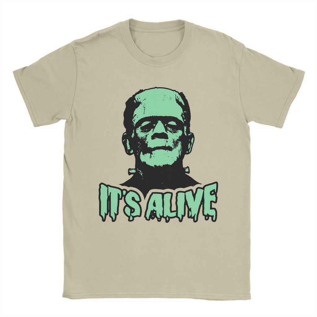 Novelty Frankenstein Monsters Horror Movie T-Shirt Men's Cotton Short Sleeve  Round Neck Summer Top Tee