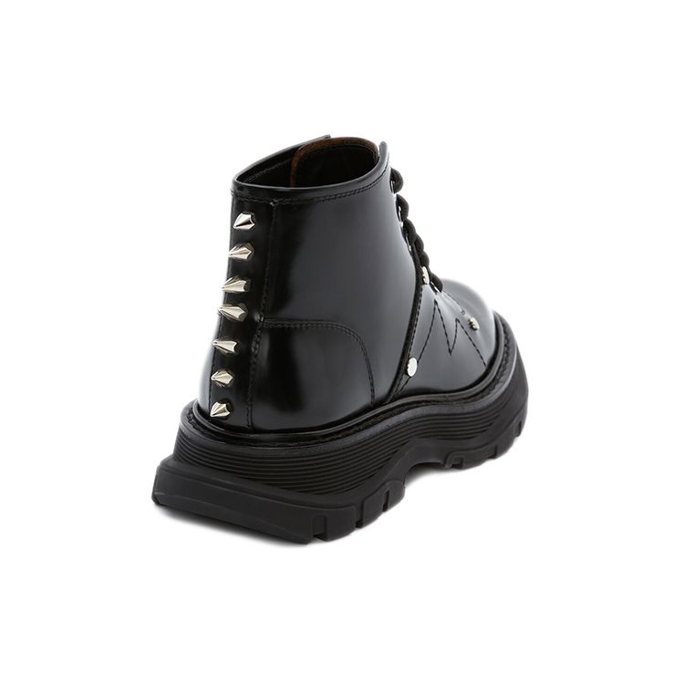 Alexander McQueen  Tread Slick Lace Up Boot Black Spikes Women Sneakers Silver 685692-WHZ85-1081