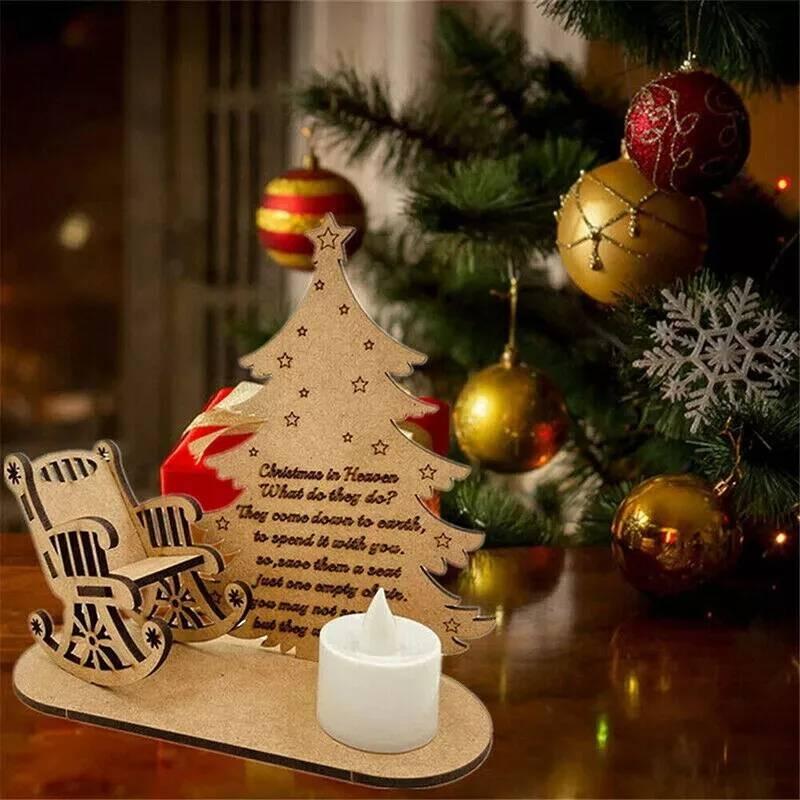 Christmas Heaven In Poem Tree Rocking Chair Candle Lights Memorial Ornament Gift