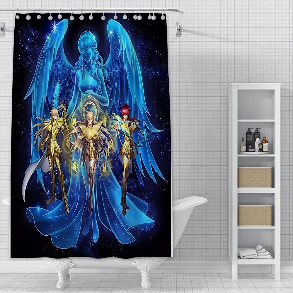 

Shower Curtain Waterproof Polyester Fabric Paint Colorful Bath Curtains Saint Seiya Hyoga Shiryus Home Bathroom Decor With Hook W60H190(CM)-1 Pcs