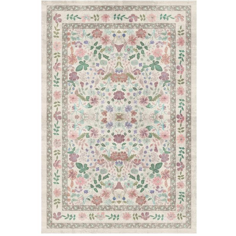 Floral Area Rugs for Living Room Modern Luxury Large Sofa Coffee Table Floor Mat Non-slip Machine Washable Bedroom Carpet 