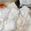 Retro Lace Edged Silk Triangle Scarf and Midi Skirt Combo for Women