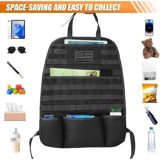 Molle Car Seat Back Organizer, Vehicle Panel Car Seat Back Cover Black-1 Pc