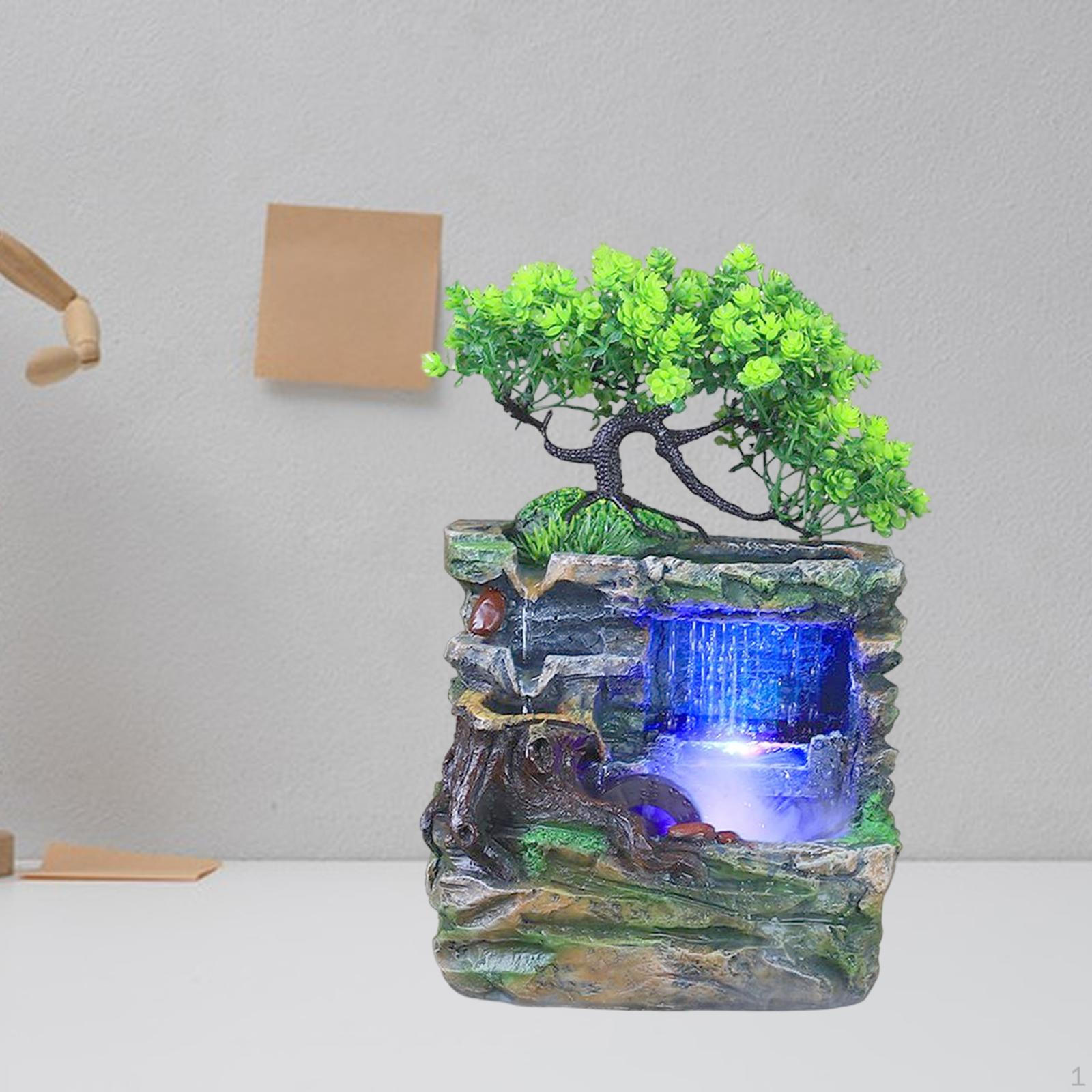Комнатные фонтаны Рокарий Бонсай Релаксация Каскадный со светом Ландшафтный Настольный водопад D With Fog