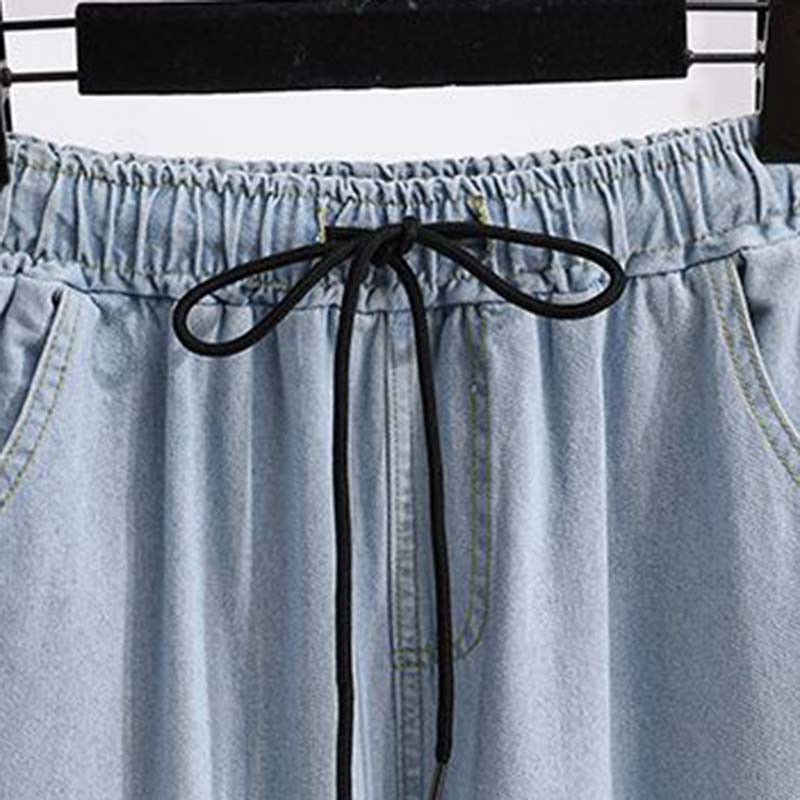 Pants for Women Elastic High Waist Long Trousers Plus Size Double Layer Stretchy Solid Colour Versatile Casual Wide Leg Jeans Pants