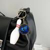 Creative Bowling Ball & Pin Pendant Keychain Stylish Blue Bowling Ball Keychain for Bag Decoration & Car Keyring Charm