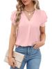 2025 Women's V-neck Polyester Short-sleeve T-shirt - 14 Colors, Casual Versatile Base Layer for Winter.