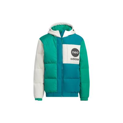 Neo Bedrucktes Logo Kapuzen-Daunenjacke Herren Oberbekleidung Grün HN4782