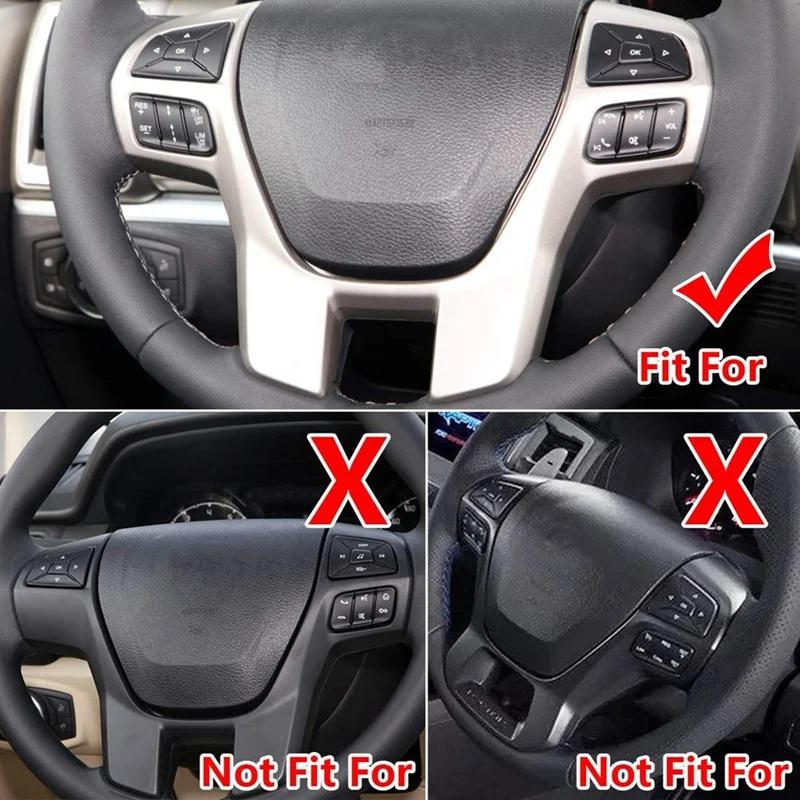 Car Steering Wheel Trim Button Decoration Frame ABS Plastic Cover Sticker Interior Accessories For Ford Everest Ranger 2015-