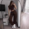 2026 cross-border European and American women's clothing Amazon fashion short waist T-shirt corset sweatpants trousers two-piece set