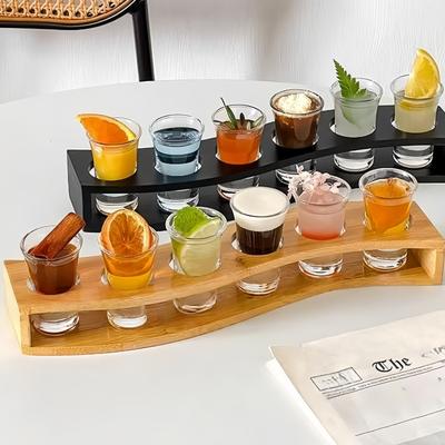 Shot Glasses 6pcs Shot Glass Set 1oz/30ml Shot Glass Holder Heavy Base for Whisky Tequila 6 Shot Glass Serving Tray (6pcs)
