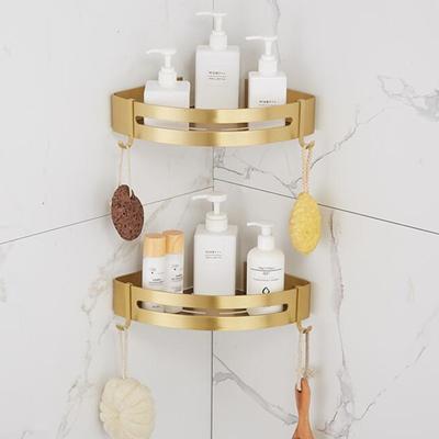 Étagère d'angle Tuqiu Étagère murale Étagère de salle de bain Aluminium doré brossé Étagère de douche pour le bain Porte-shampoing de bain Étagère d'angle