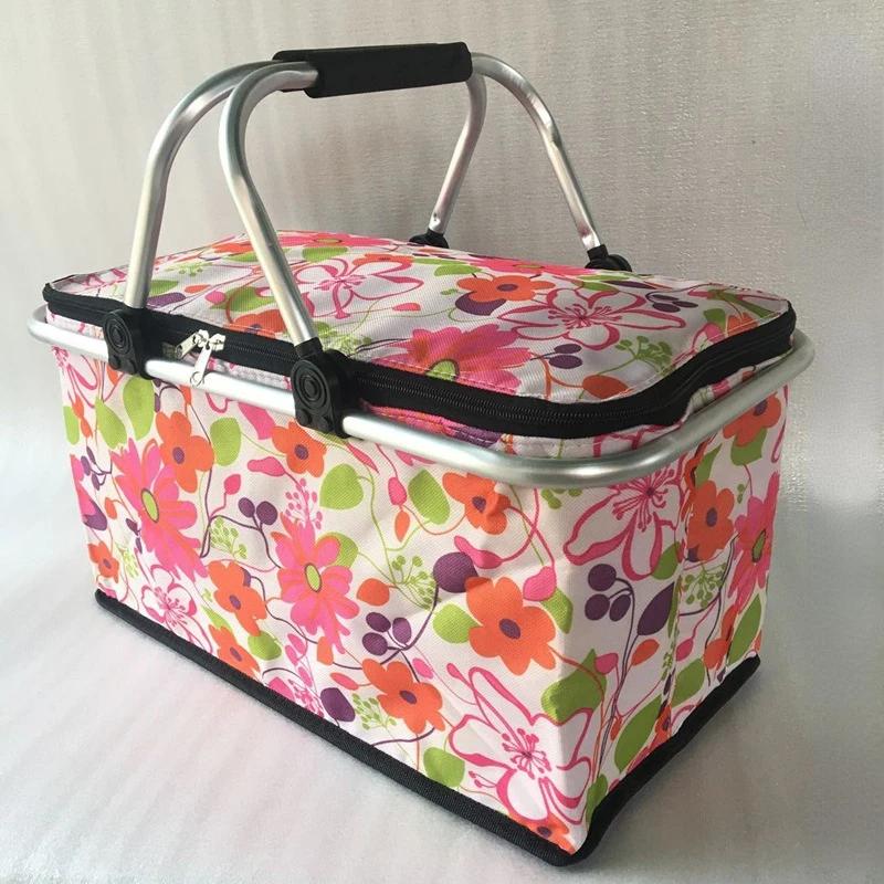 Car Oxford Outdoor Picnic Insulation Storage Basket Refrigerated Food Delivery Box Folding Shopping Basket Trunk Storage Box