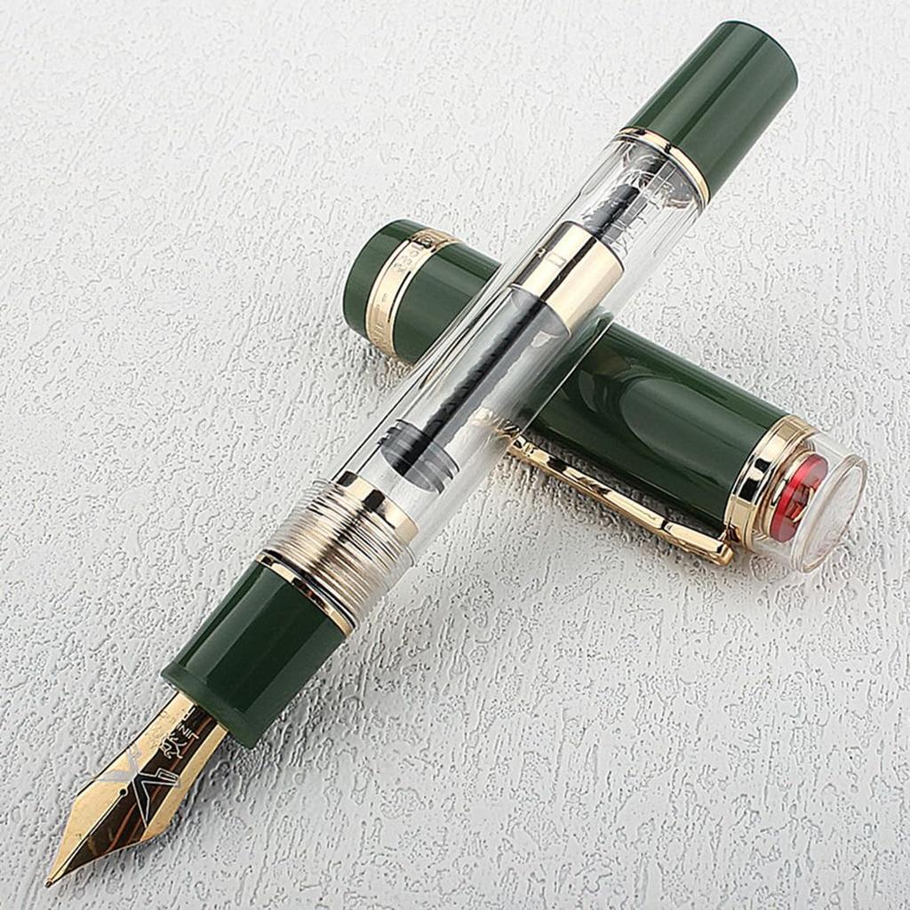 Ranvi Jinhao Tiandao 1935 Fountain Pen Fine Sword Nib with Clear Large Converter and Guitar Clip #8 Acrylic,