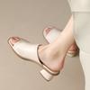 Fashion Hot Sale Summer Women Slippers Vintage Fashion Thick Heel Sandals Women's Open Toe Solid Color Comfortable Middle Heel Slides