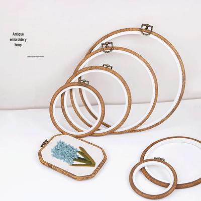 Imitation Bamboo Adjustable Embroidery Hoop - DIY Mini Cross Stitch Circle with Plastic Inner Ring