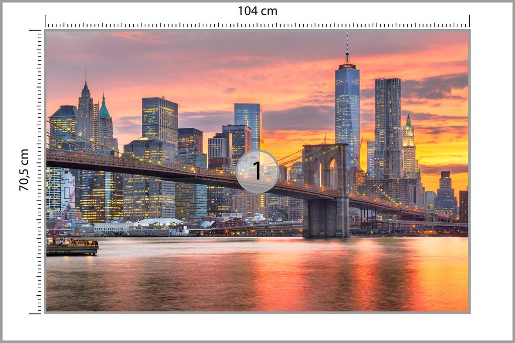 Photomural Lower Manhattan Skyline And Brooklyn Bridge Non-Woven 104x70.5