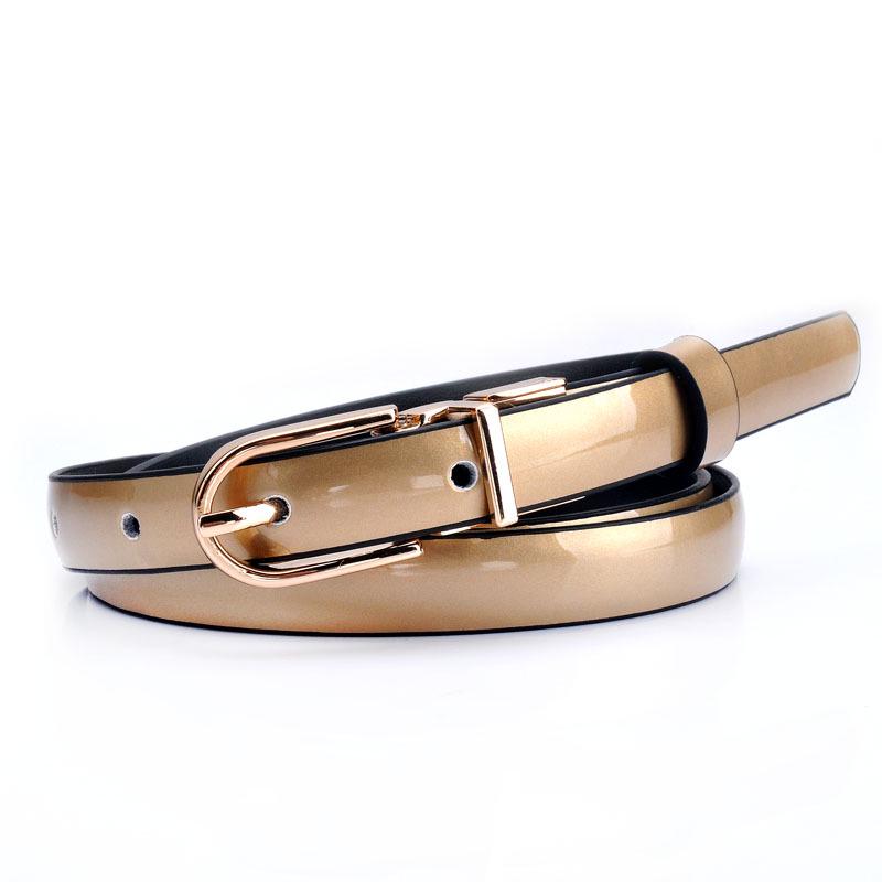 Dames Trendy 1,5 cm Lakleren Riem Gouden Gesp Casual Dagelijkse Jurken Jeans 105CM beige