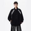 Men's Winter Patchwork Stand Collar Hoodie - Trendy Striped Casual Jacket