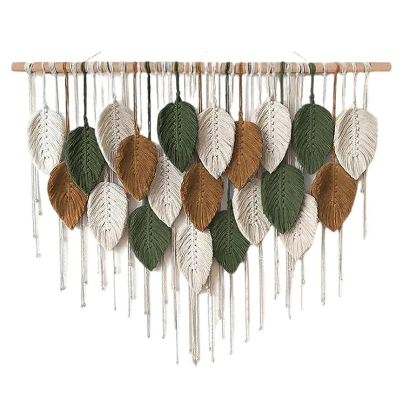Bohemian Handmade Woven Tapestry Headboard Living Room Background Wall Decoration Colorful Leaf Decoration